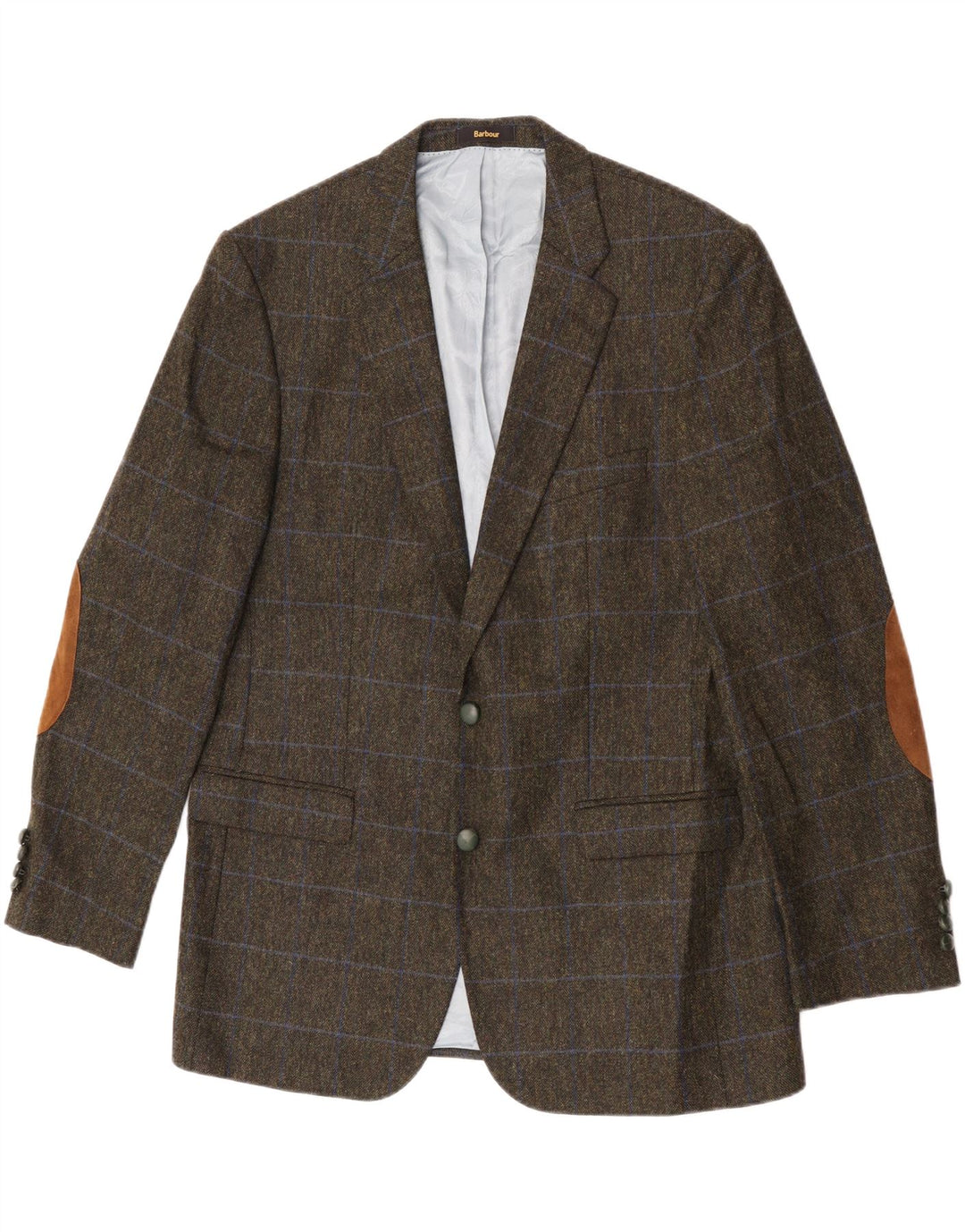 Barbour Mens 2 Button Blazer Jacket UK 44 Large Green Check Wool