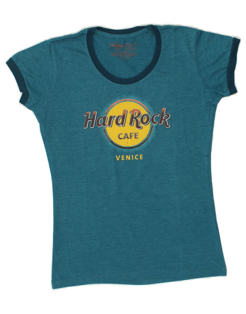 HARD ROCK CAFE Womens Venice Graphic T-Shirt Top UK 10 Small Blue Cotton | Vintage Hard Rock Cafe | Thrift | Second-Hand Hard Rock Cafe | Used Clothing | Messina Hembry 