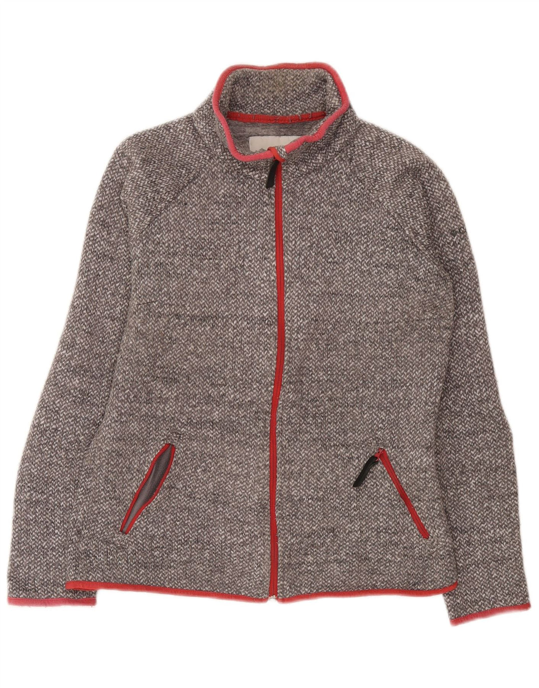 Columbia Womens Tracksuit Top Jacket UK 14 Medium Grey Flecked Polyester