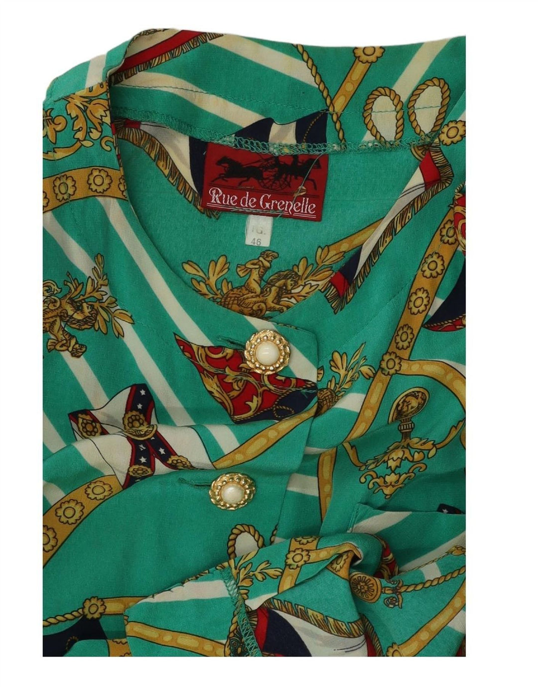 VINTAGE Womens Abstract Pattern Shirt Dress IT 46 Large Green