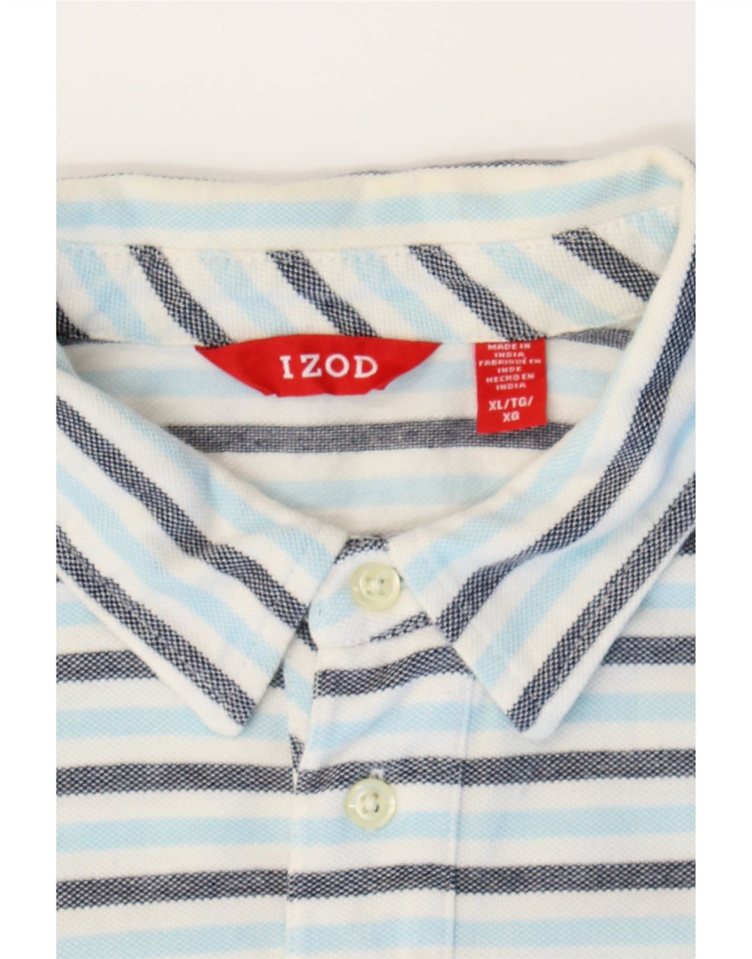 IZOD Mens Polo Shirt XL Blue Striped Cotton Vintage Izod and Second-Hand Izod from Messina Hembry 