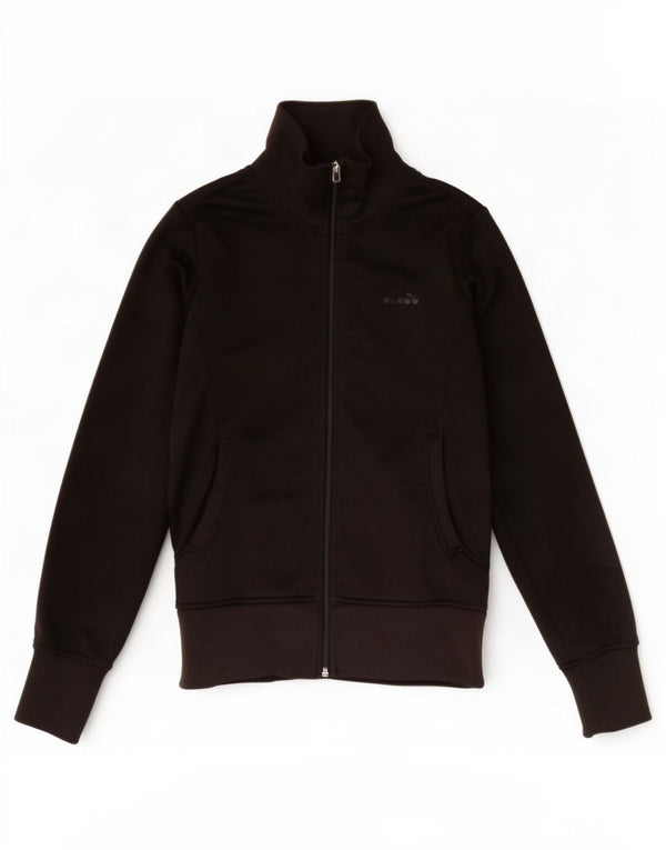 Diadora Womens Tracksuit Top Jacket UK 12 Medium Black Polyester