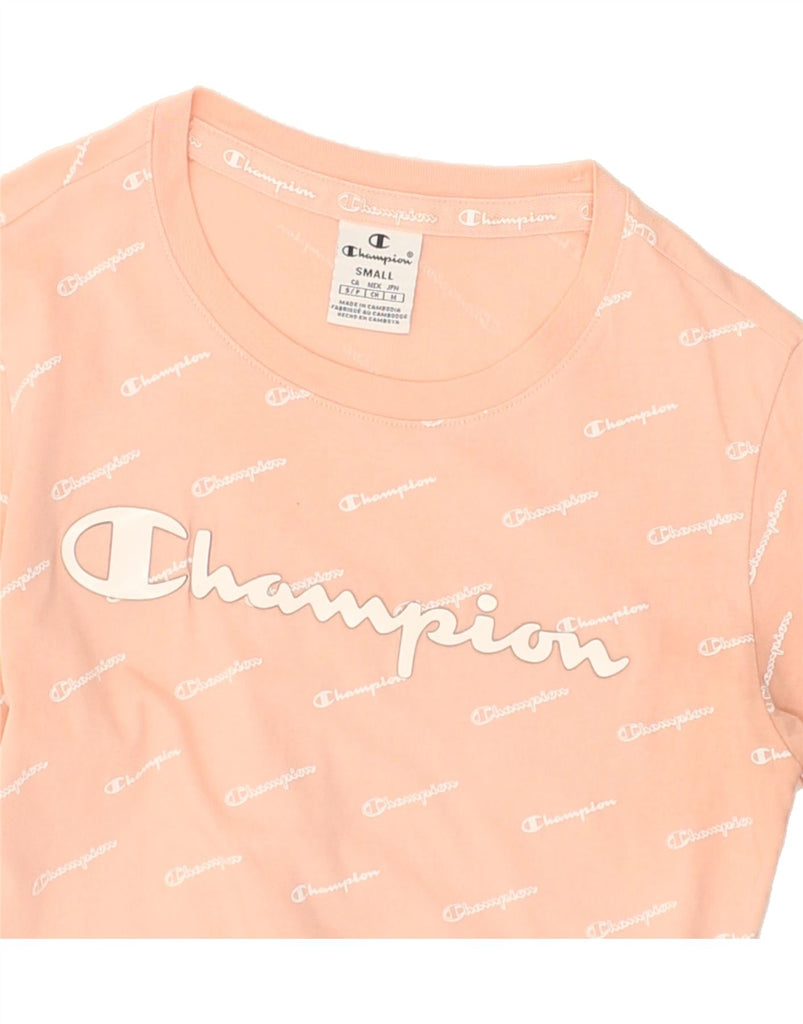 CHAMPION Womens Graphic T-Shirt Top UK 10 Small Pink | Vintage Champion | Thrift | Second-Hand Champion | Used Clothing | Messina Hembry 