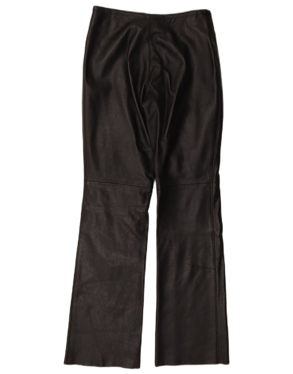 VINTAGE Womens Leather Trousers UK 10 Small W27 L31  Black