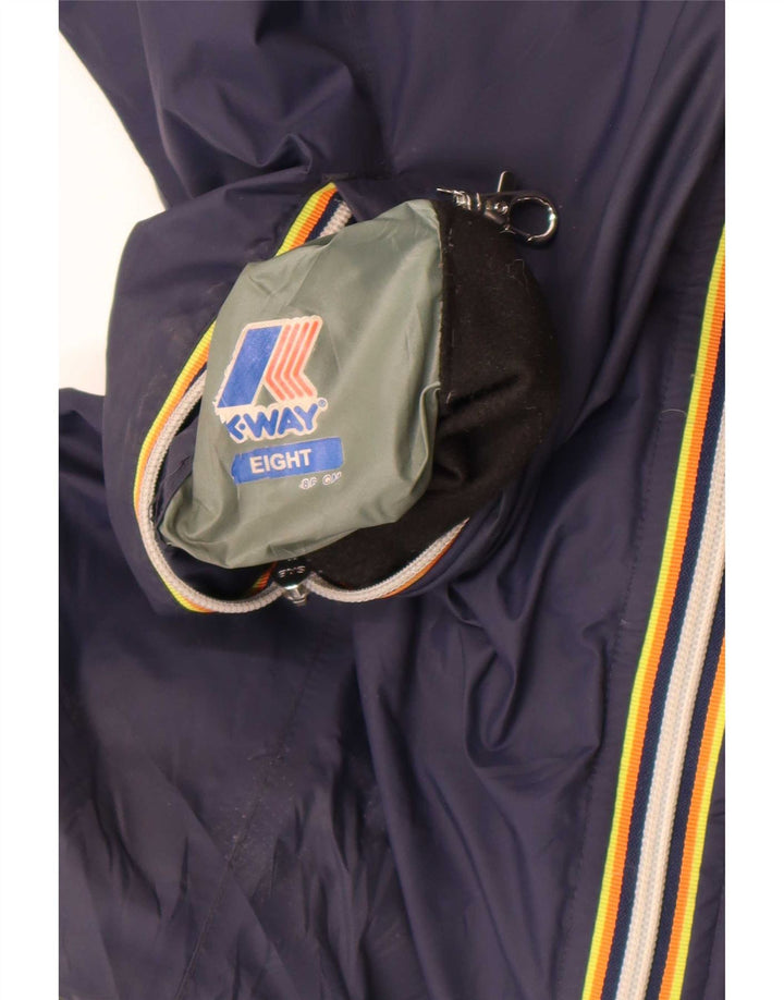 K-Way Womens Hooded Reversible Windbreaker Coat UK 8 Small Navy Blue