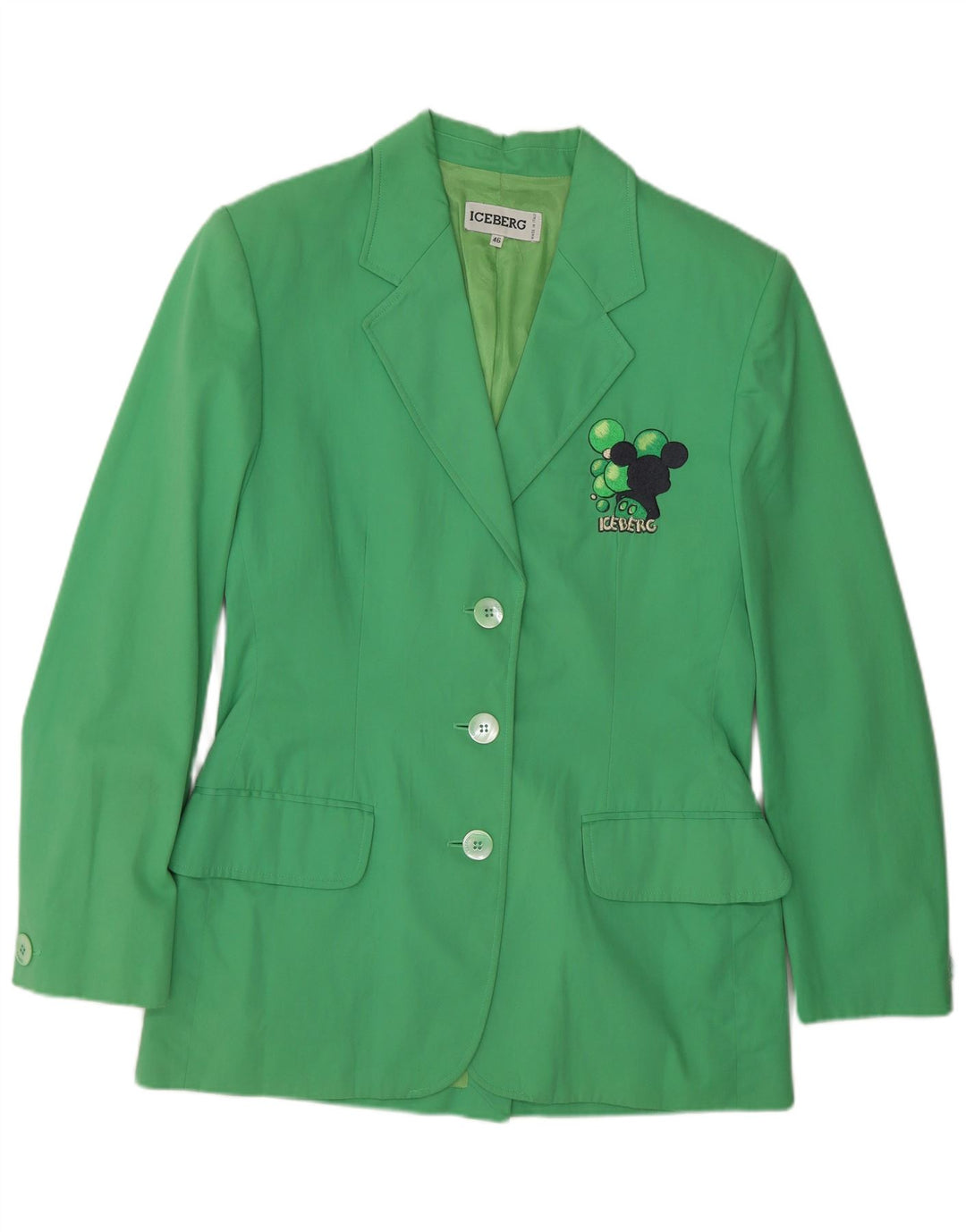 Iceberg Womens Mickey Mouse Graphic Blazer Jacket IT 46 Large Green