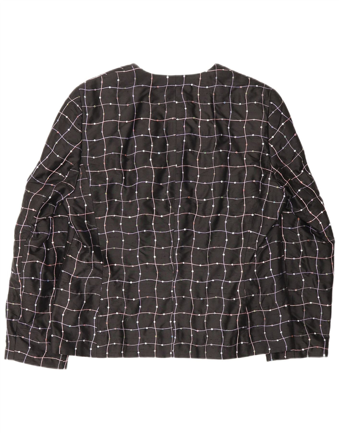 Elegance Womens Shirt Blouse UK 16 Large Black Check Silk