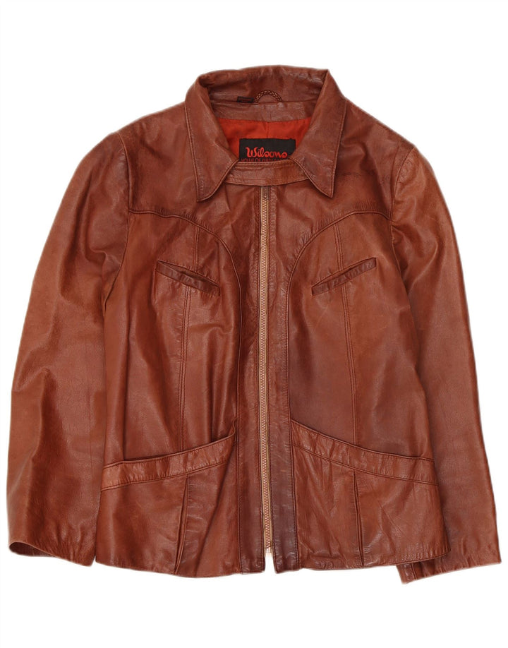 Wilsons Womens Leather Jacket IT 44 Medium Brown Leather