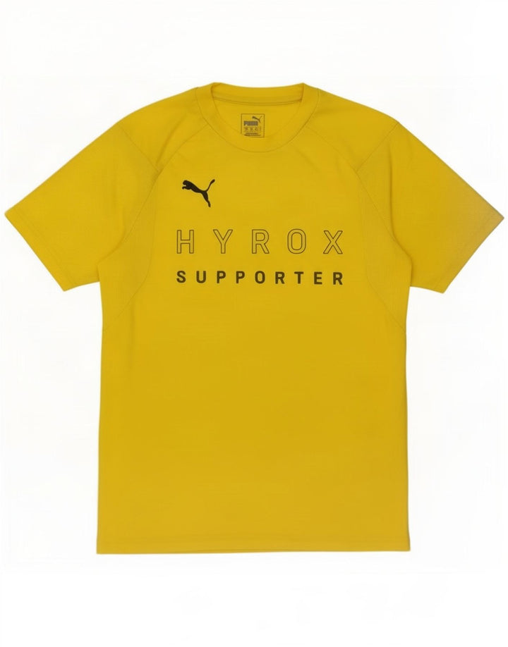 Puma Mens Hyrox Graphic T-Shirt Top Medium Yellow Polyester