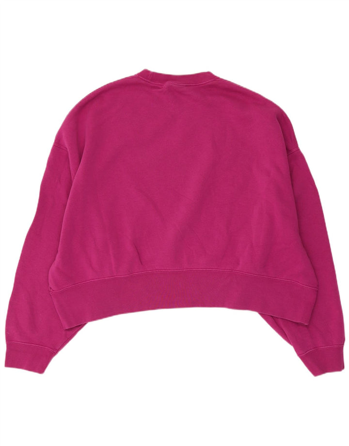 NIKE Womens Crop Oversized Sweatshirt Jumper UK 14 Medium Pink Cotton