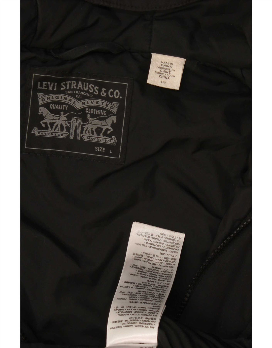 Levi's Mens Hooded Padded Jacket UK 40 Large Black Polyester