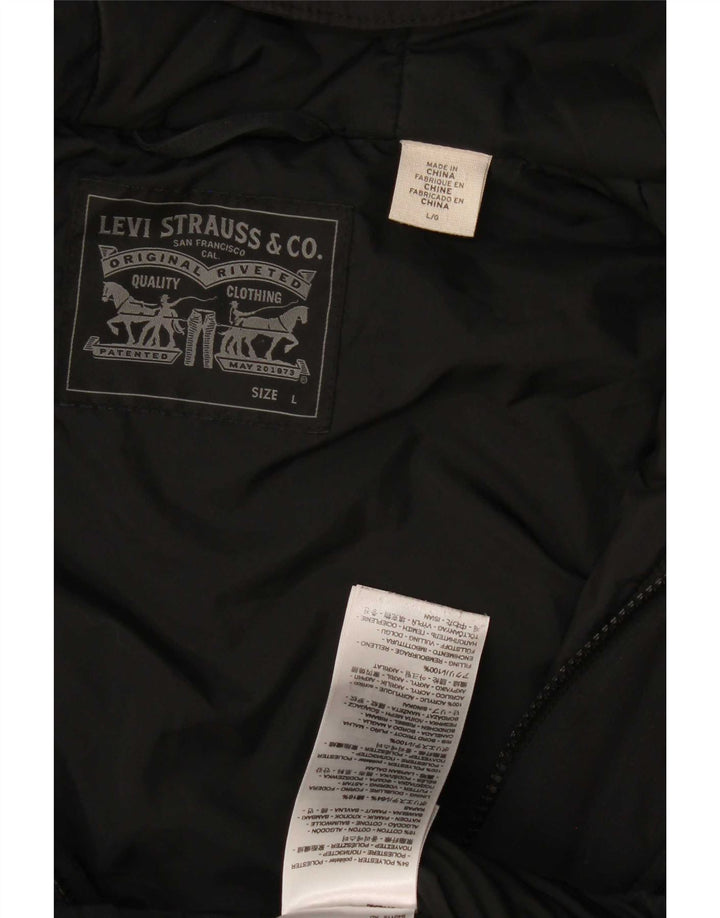 Levi's Mens Hooded Padded Jacket UK 40 Large Black Polyester