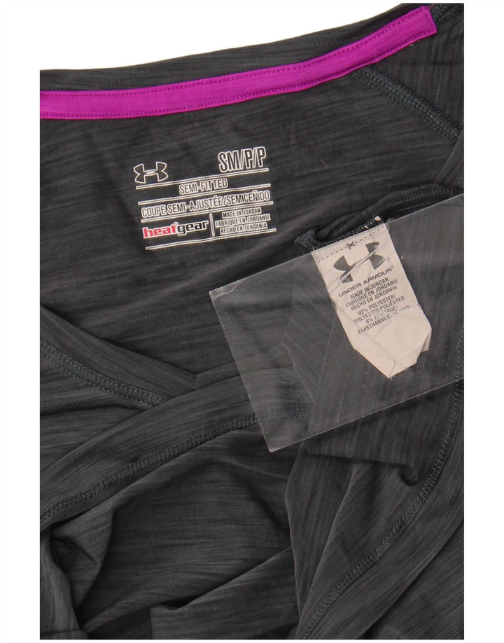 Under Armour Womens Heat Gear T-Shirt Top UK 10 Small Grey Polyester