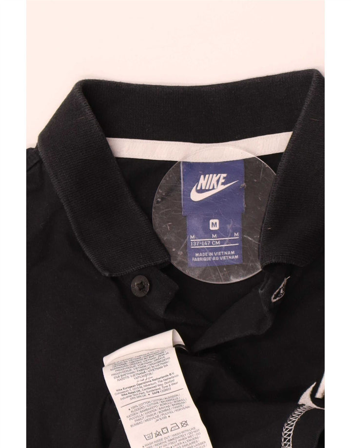 Nike Boys Polo Shirt 10-11 Years Medium Black Cotton