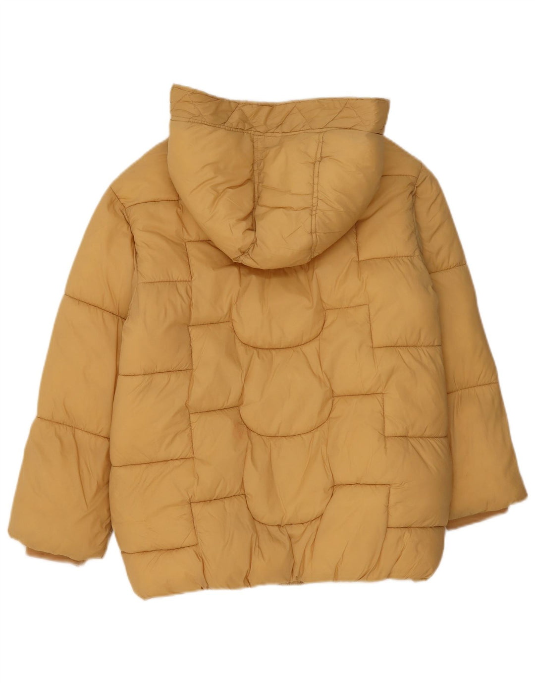 Zara Girls Hooded Padded Jacket 11-12 Years Yellow Polyamide