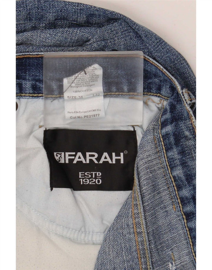 Farah Mens Straight Jeans W38 L32 Blue Cotton