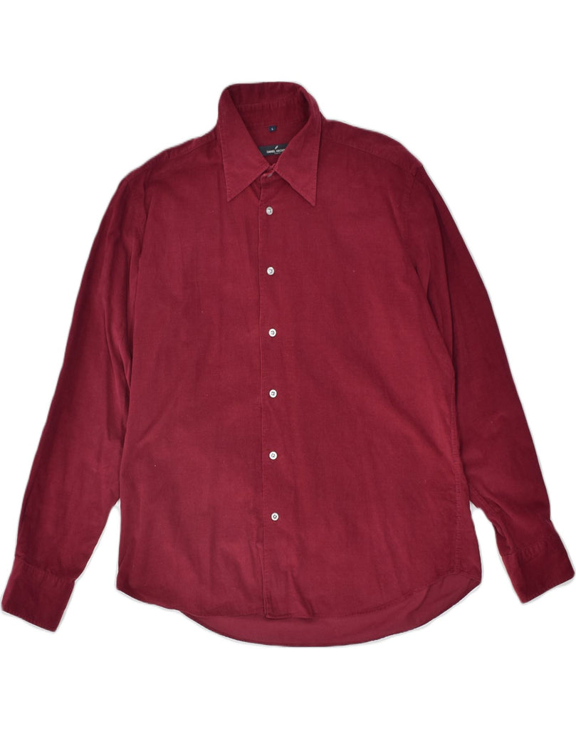 DANIEL HECHTER Mens Corduroy Shirt Large Maroon Cotton | Vintage | Thrift | Second-Hand | Used Clothing | Messina Hembry 