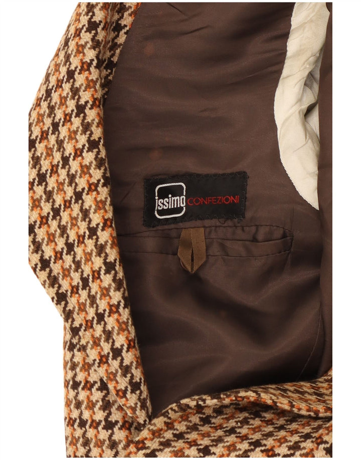 Issimo Mens 2 Button Blazer Jacket UK 38 Medium Brown Houndstooth