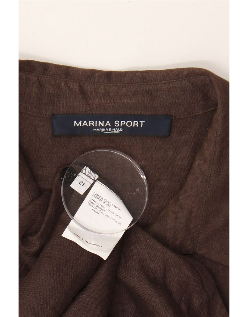 MARINA RINALDI Womens Short Sleeve Shirt Size 21 Medium Brown Linen Vintage Marina Rinaldi and Second-Hand Marina Rinaldi from Messina Hembry 