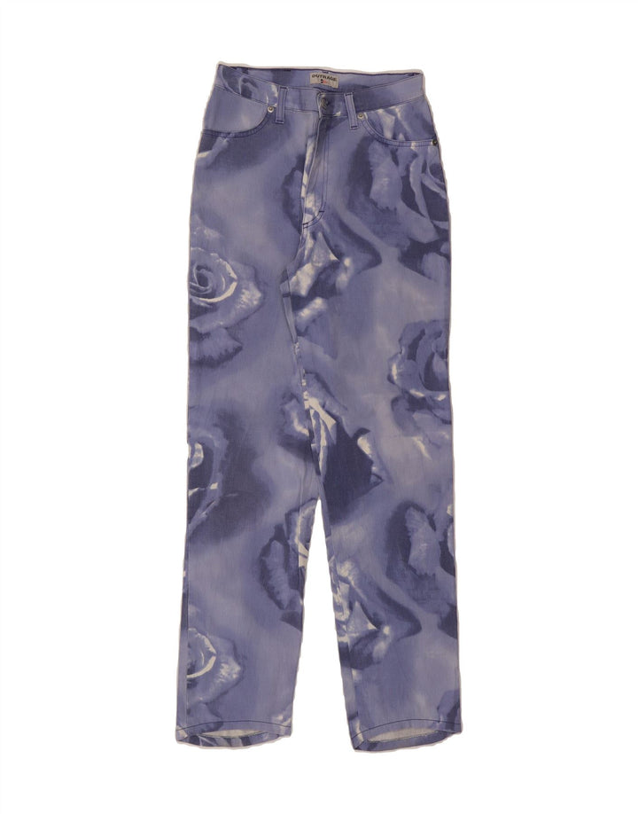 OUTRAGE Womens Slim Jeans W29 L30 Blue Floral Cotton Vintage Outrage and Second-Hand Outrage from Messina Hembry 