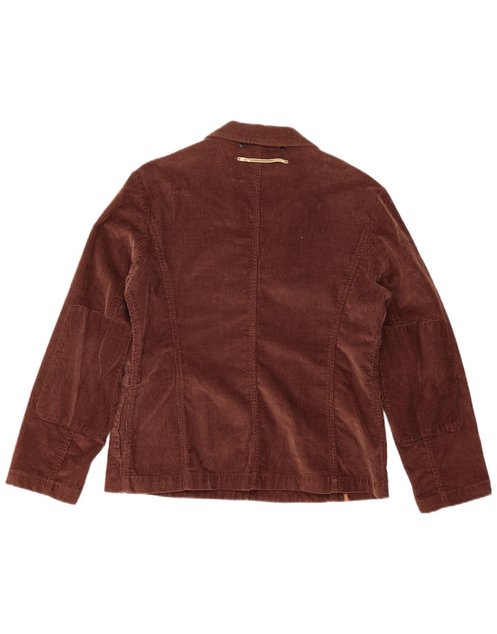 Trussardi Womens Corduroy 3 Button Blazer Jacket IT 46 Large Brown Cotton