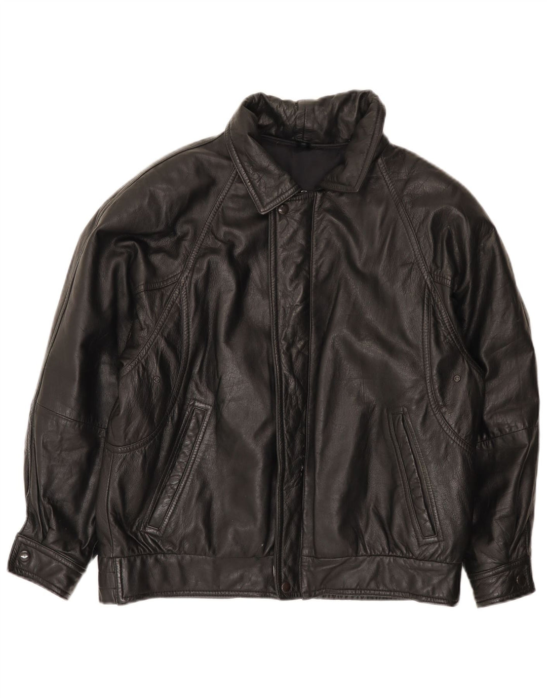 Vintage Mens Leather Jacket IT 48 Medium Black