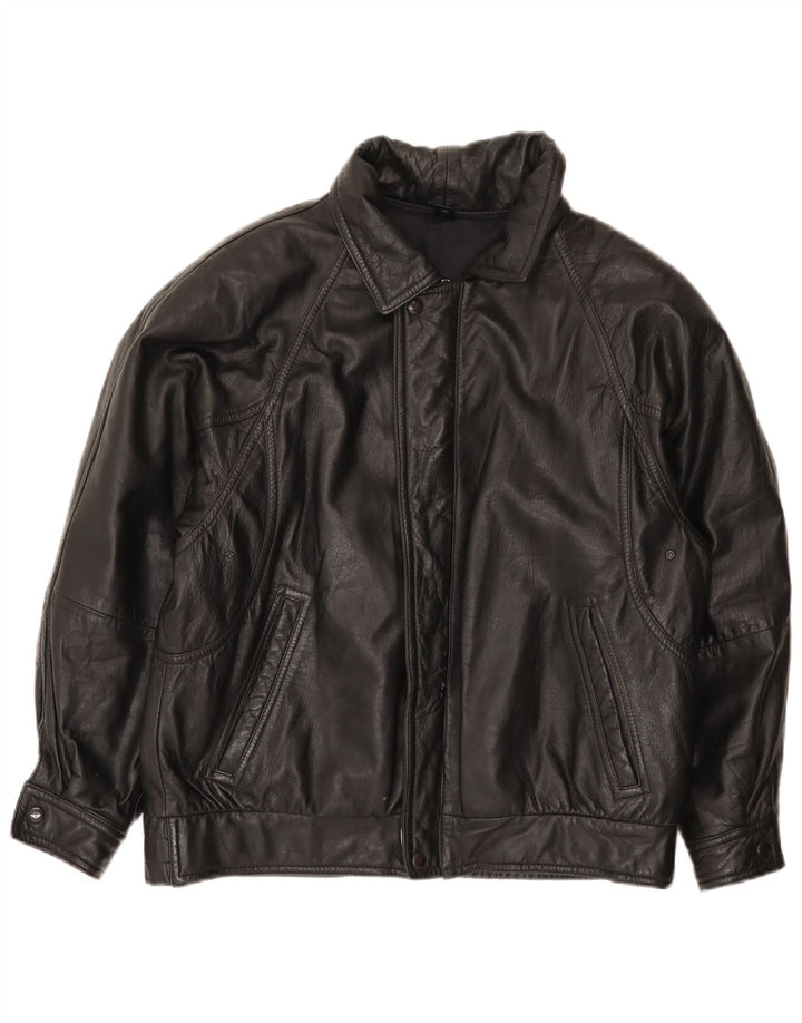 Vintage Mens Leather Jacket IT 48 Medium Black