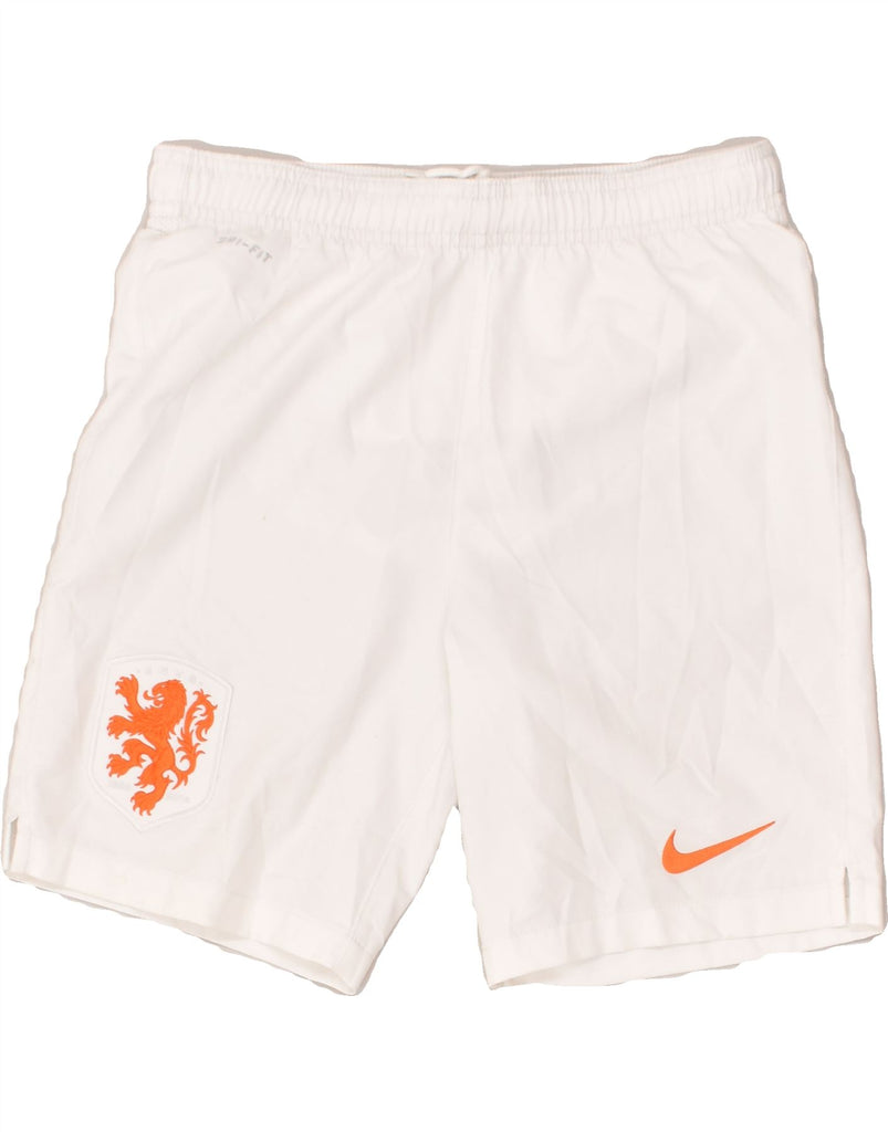 NIKE Boys Dri Fit Graphic Sport Shorts 10-11 Years Medium White Polyester | Vintage Nike | Thrift | Second-Hand Nike | Used Clothing | Messina Hembry 