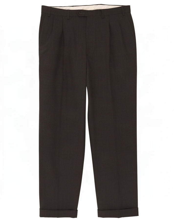 Marks & Spencer Mens Stretch Pegged Suit Trousers W36 L31 Grey Polyester