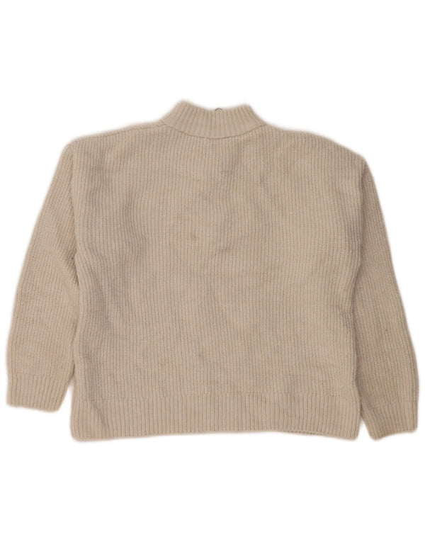 Marks & Spencer Womens Zip Neck Jumper Sweater UK 14 Large Off White