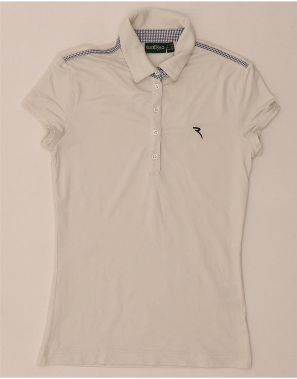 Chervo Womens Polo Shirt IT 42 Medium White Polyamide