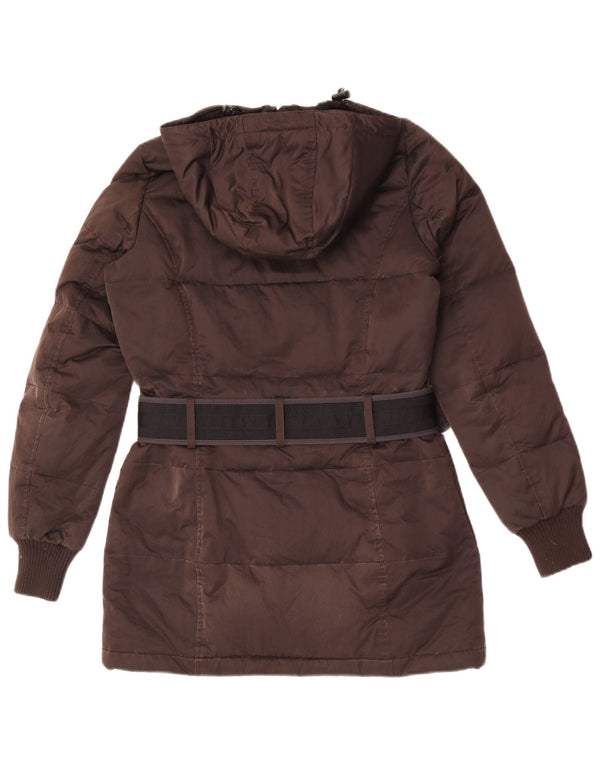 Refrigue Womens Hooded Oversized Padded Jacket UK 6 XS Brown Polyester