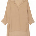 Zara Womens Long Sleeve Oversized Shirt Dress UK 10 Small Beige Polyester