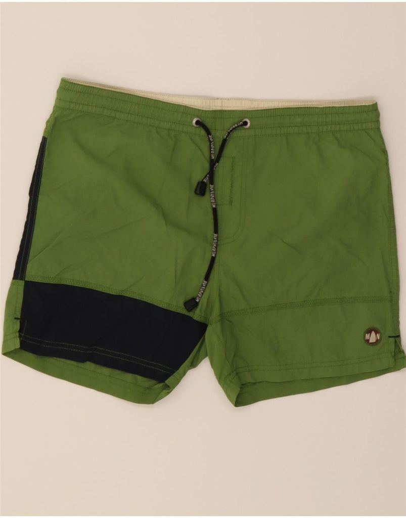 MURPHY & NYE Mens Graphic Swimming Shorts Small  Green Colourblock Vintage Murphy & Nye and Second-Hand Murphy & Nye from Messina Hembry 