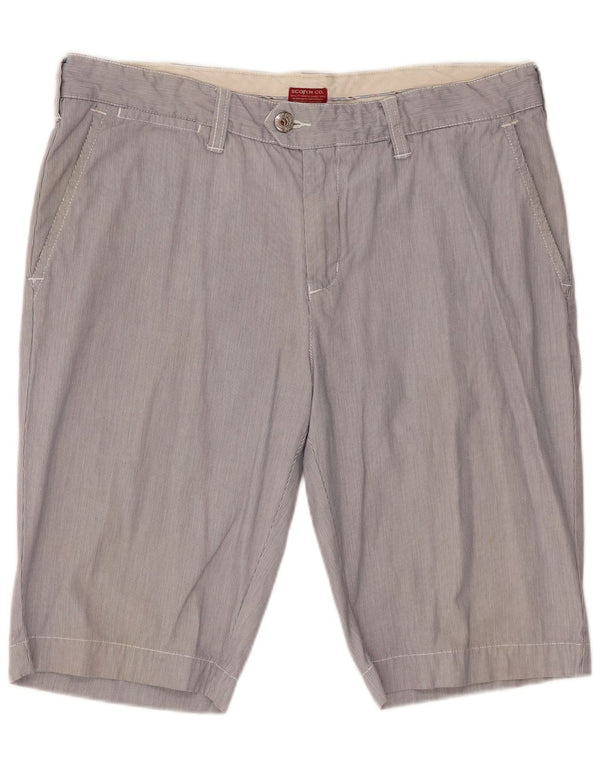 Scotch & Soda Mens Chino Shorts W34 Large  Blue Pinstripe Cotton