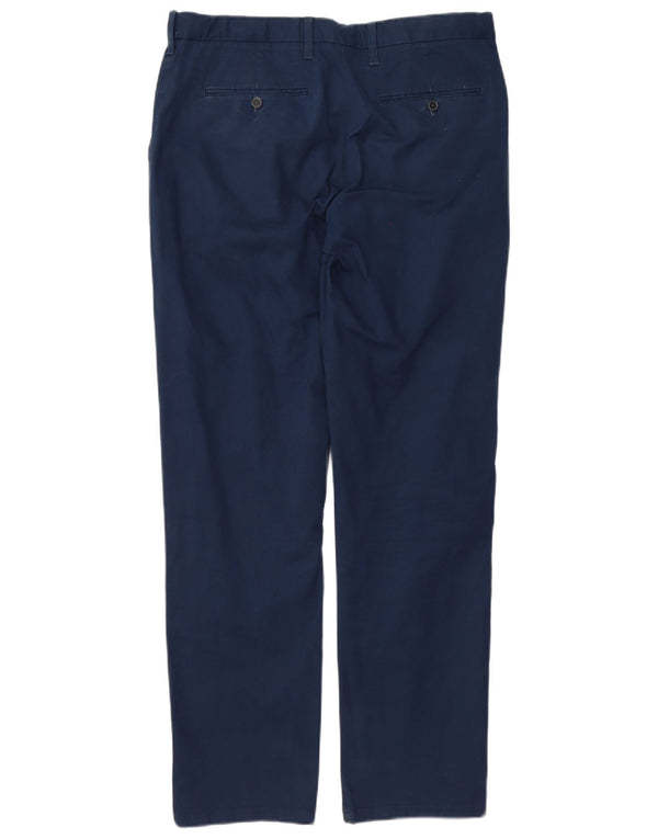 Marks & Spencer Mens Regular Fit Chino Trousers W34 L33 Navy Blue Cotton