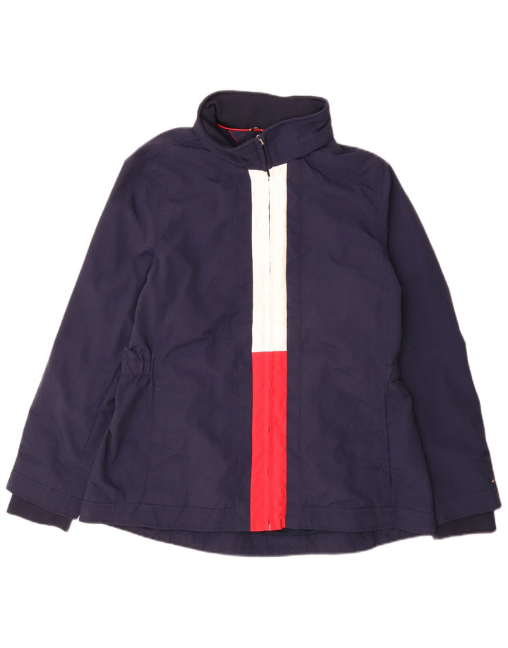 Tommy Hilfiger Womens Rain Jacket UK 14 Large Navy Blue Colourblock Nylon