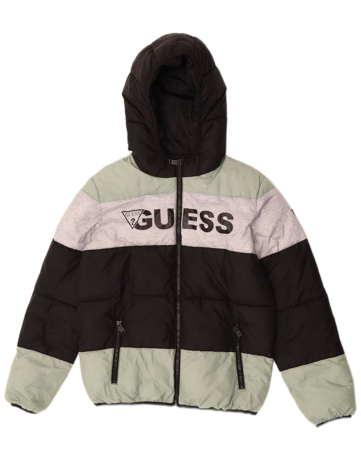 Guess Girls Hooded Padded Jacket 13-14 Years Multicoloured Colourblock