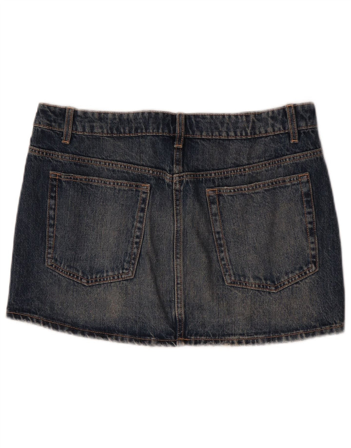 Zara Womens Mini Denim Skirt Large W30  Navy Blue Cotton