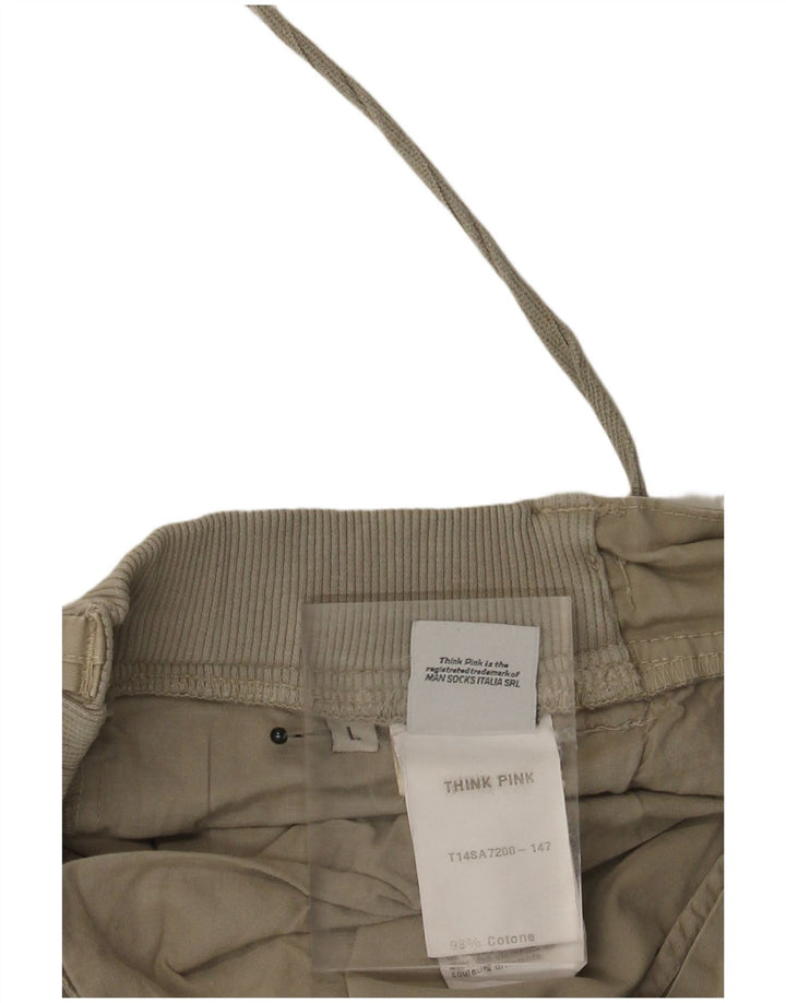 THINK PINK Womens Straight Cargo Trousers Large W32 L29 Khaki Cotton