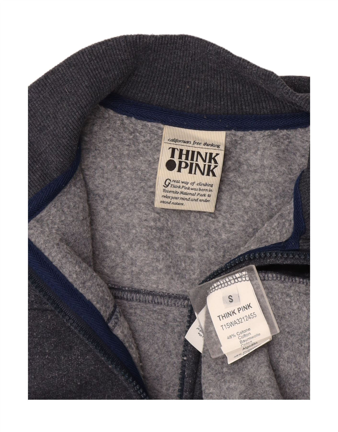 Think Pink Womens Tracksuit Top Jacket UK 10 Small Grey Cotton