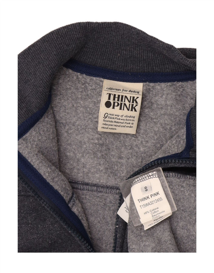 Think Pink Womens Tracksuit Top Jacket UK 10 Small Grey Cotton