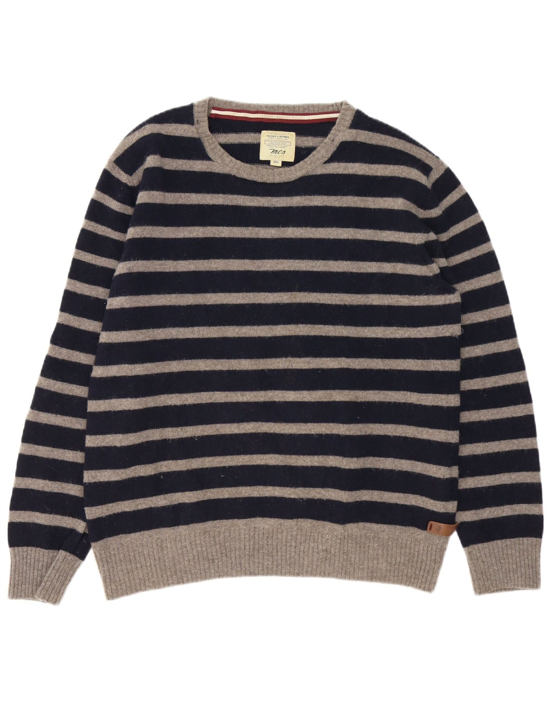 Marlboro Classics Mens Boat Neck Jumper Sweater Large Navy Blue Striped