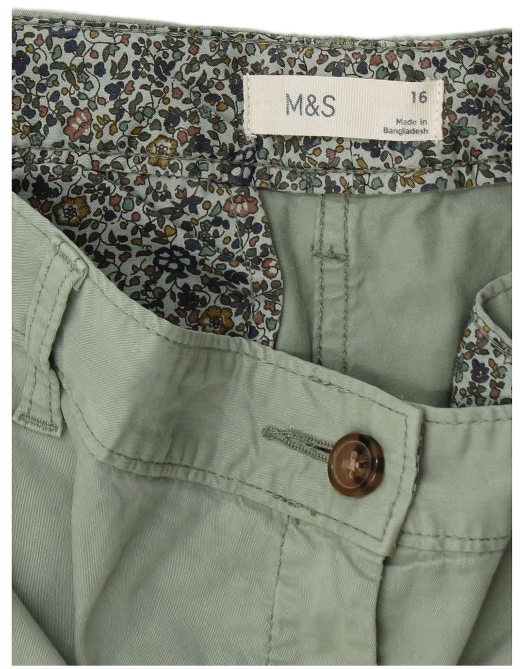 Marks & Spencer Womens Chino Shorts UK 16 Large W38 Green