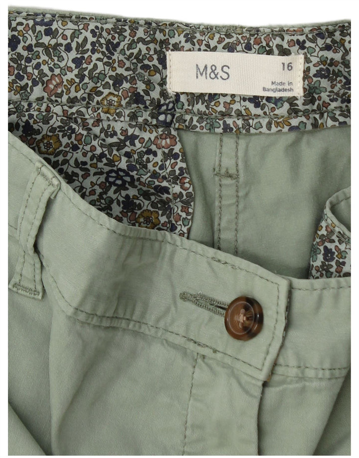Marks & Spencer Womens Chino Shorts UK 16 Large W38 Green