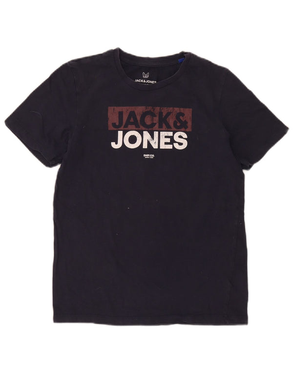 Jack & Jones Boys Graphic T-Shirt Top 13-14 Years Navy Blue Cotton