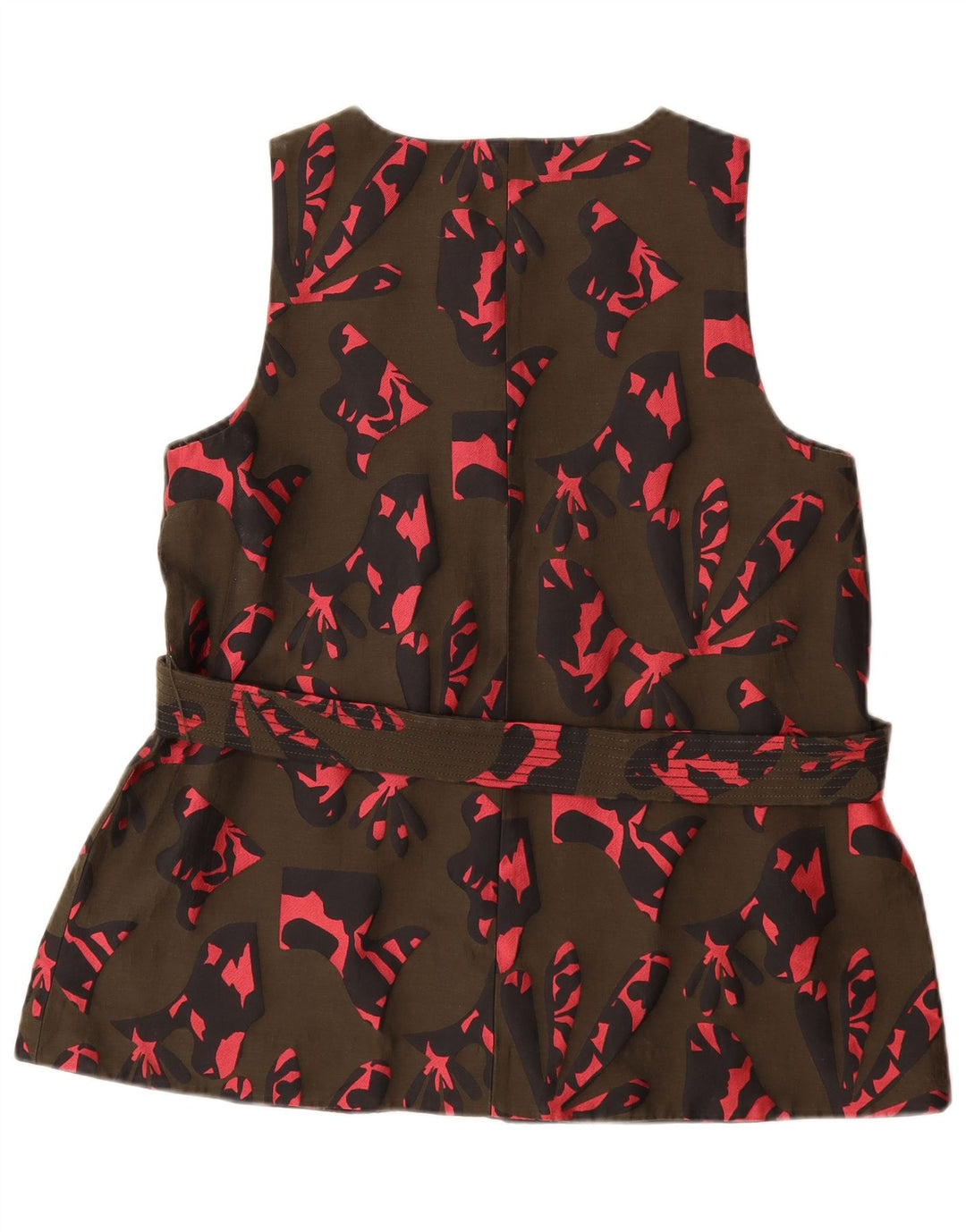 BANANA REPUBLIC Womens Abstract Pattern Blouse Top UK 14 Medium Khaki