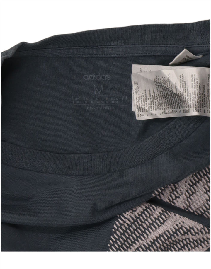 Adidas Mens Graphic T-Shirt Top Medium Blue Cotton