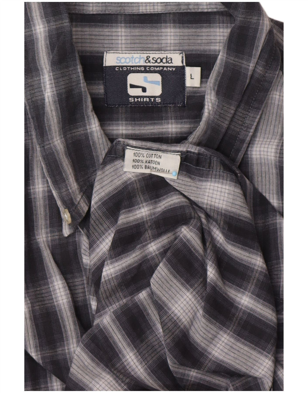 SCOTCH & SODA Mens Shirt Large Navy Blue Check Cotton Classic