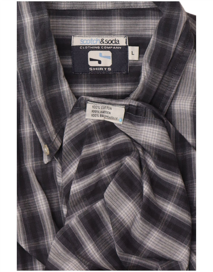 SCOTCH & SODA Mens Shirt Large Navy Blue Check Cotton Classic